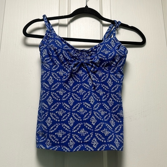 LANDS END Tankini Top Blue/ White Sz 2 - Picture 1 of 5